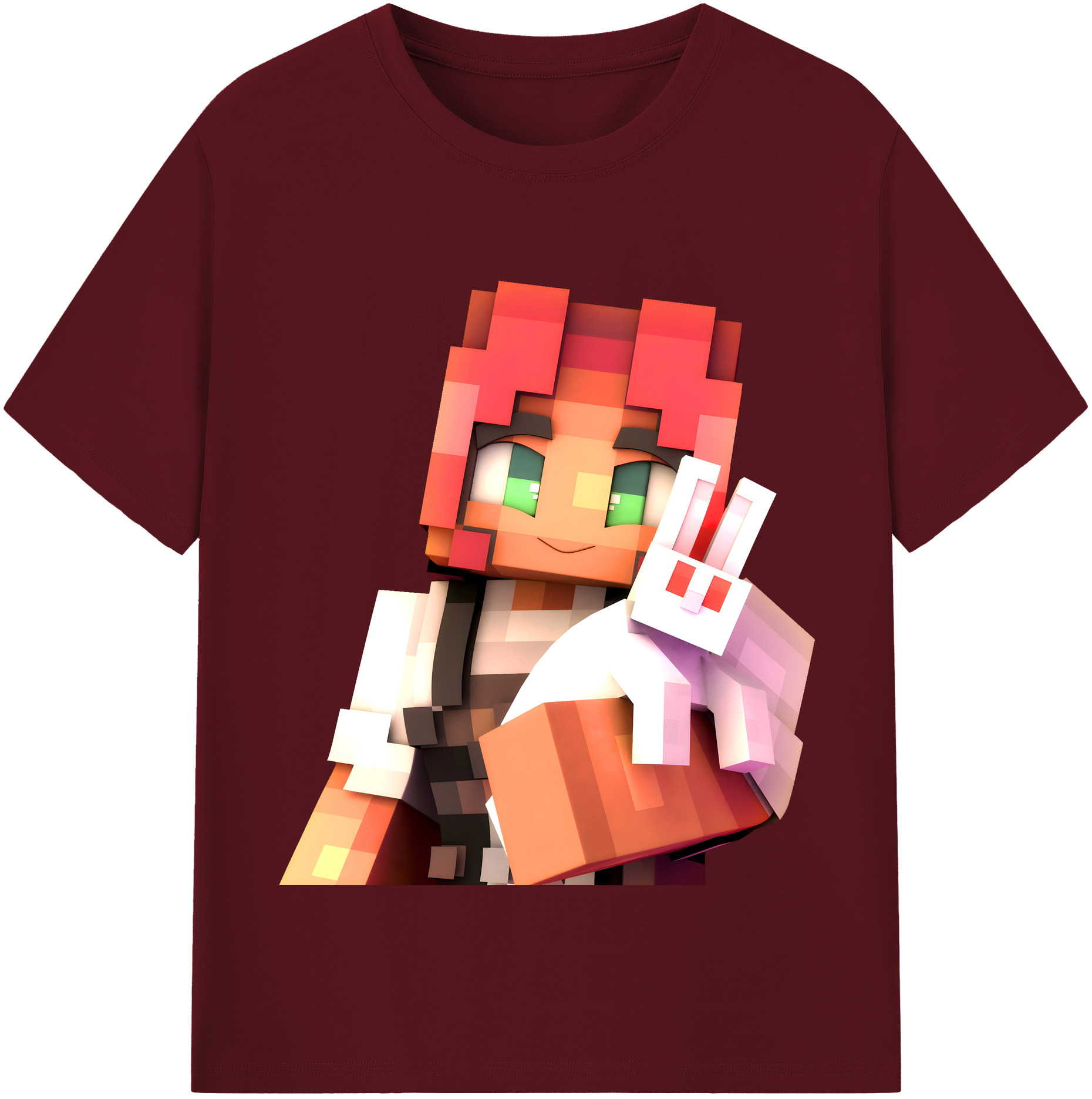 （画像用） マインクラフト ブロックの世界 Minecraft MC Block world 綿100％半袖Tシャツ（フロントプリント）
